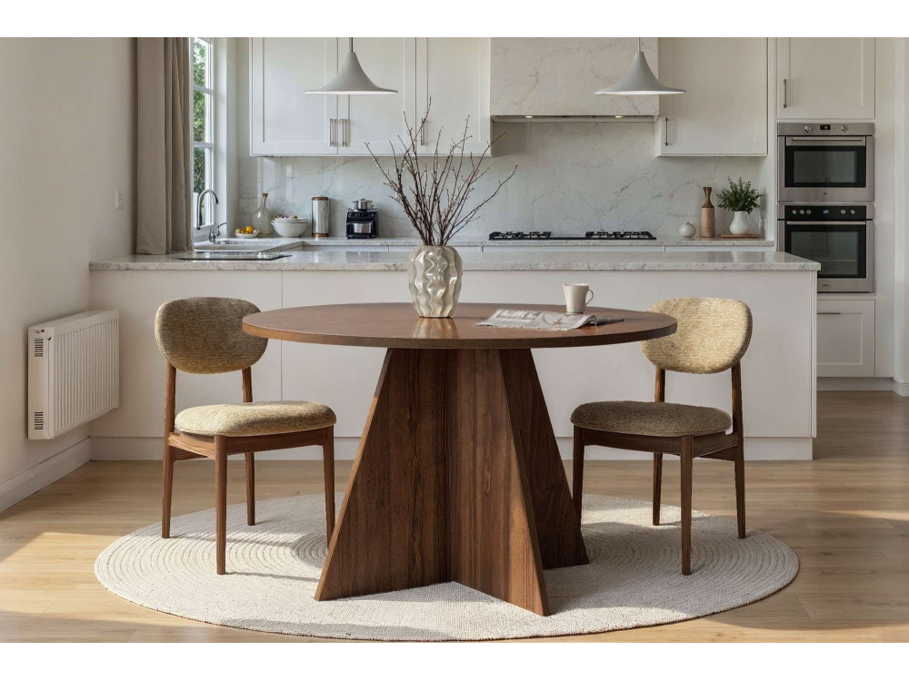 Mesa de jantar de madeira "Virella" - 120 x 120 x 75 cm - Nogueira
