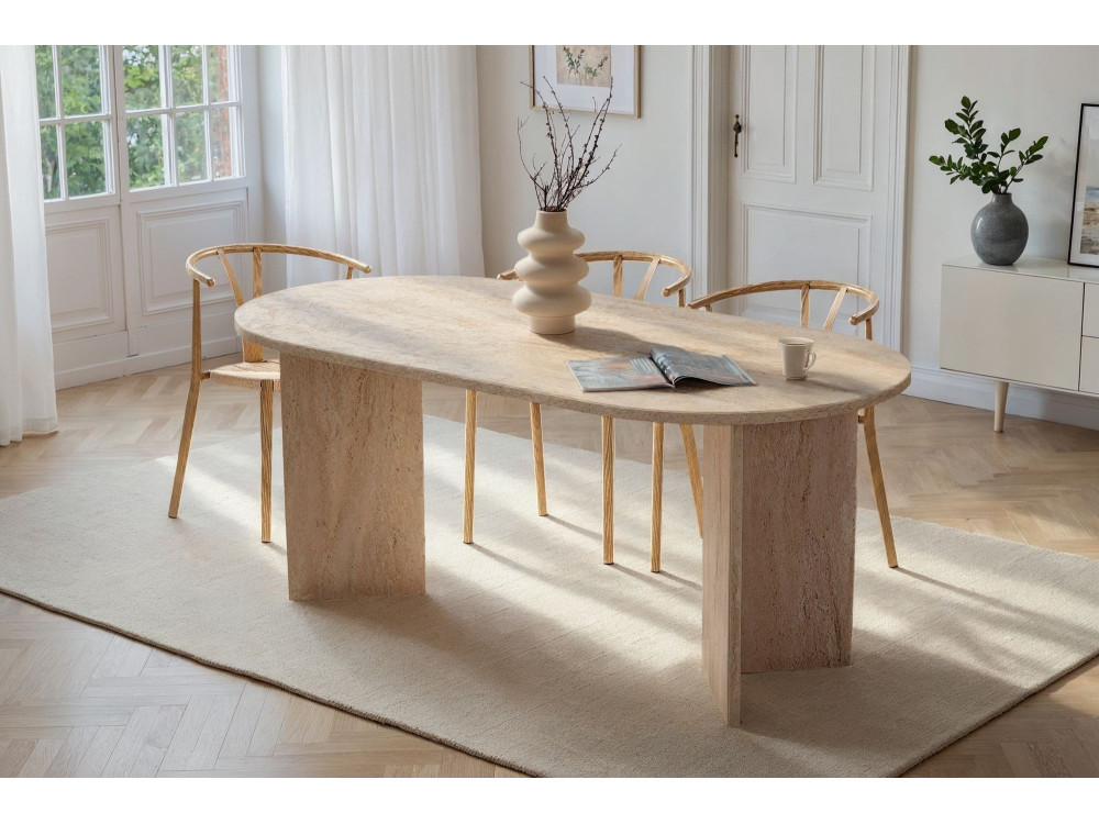 Mesa de jantar em madeira "Sablin" - 180 x 89 x 75 cm - Travertino