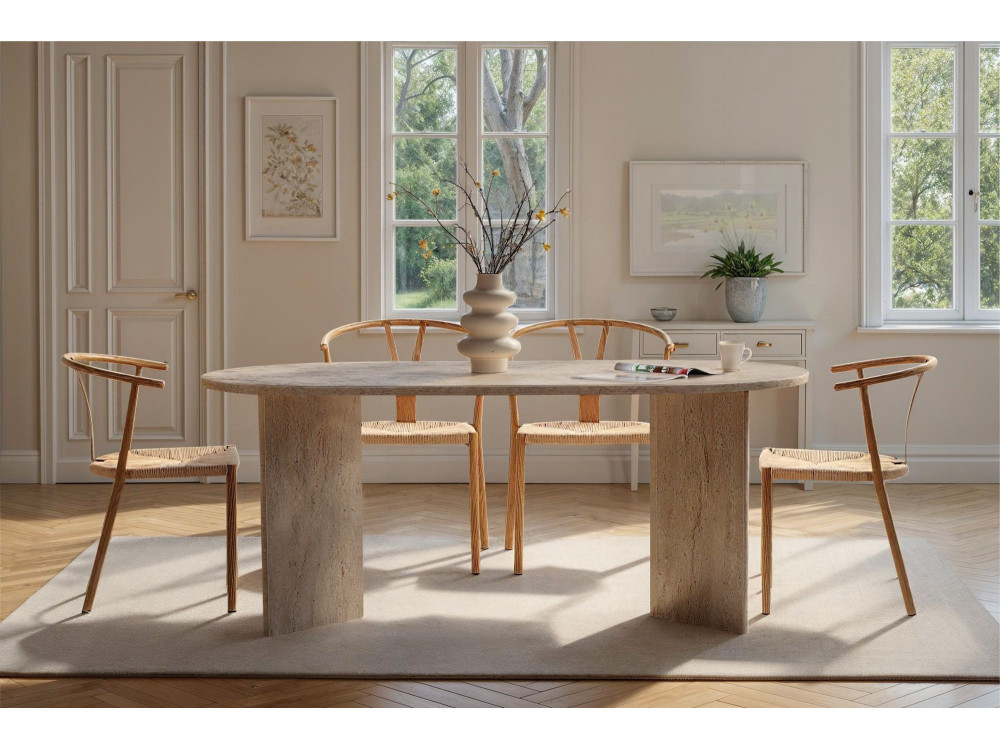 Mesa de jantar em madeira "Sablin" - 180 x 89 x 75 cm - Travertino