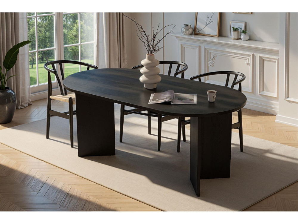 Mesa de jantar de madeira "Sablin" - 180 x 89 x 75 cm - Madeira preta