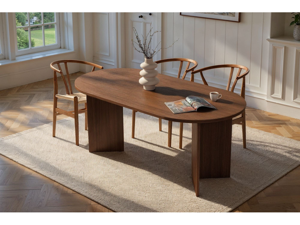 Mesa de jantar em madeira "Sablin" - 180 x 89 x 75 cm - Nogueira