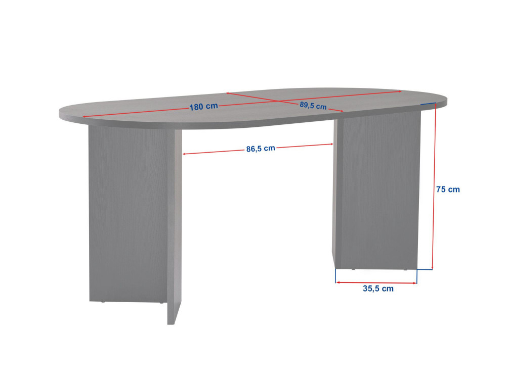 Mesa de jantar em madeira "Sablin" - 180 x 89 x 75 cm - Nogueira