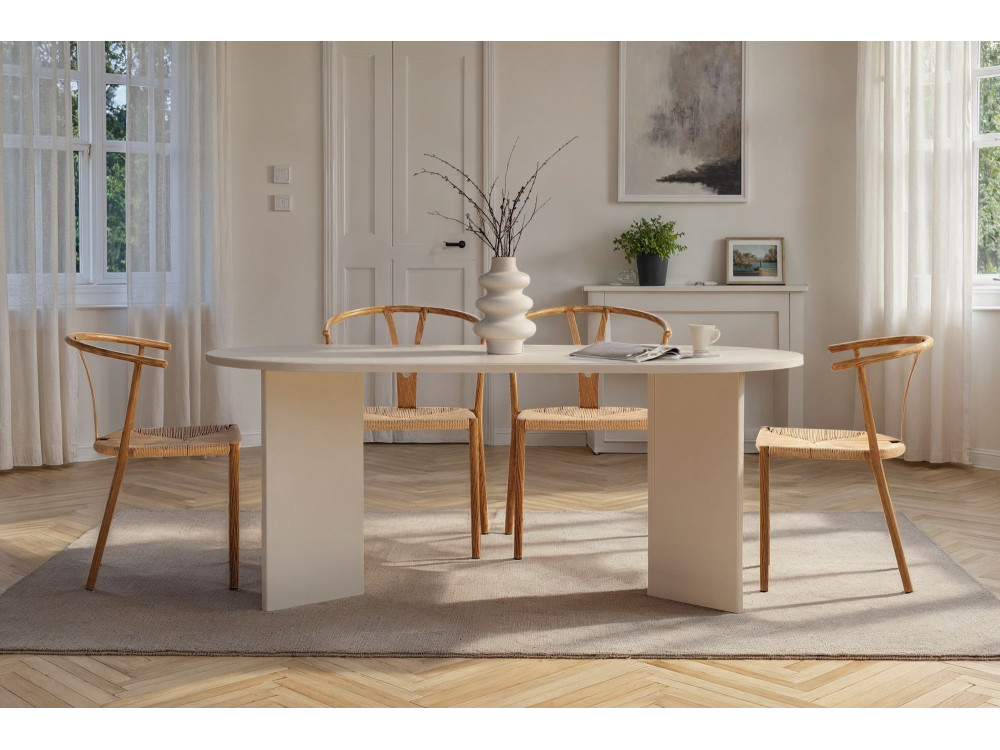 Mesa de jantar de madeira "Sablin" - 180 x 89 x 75 cm - Madeira branca