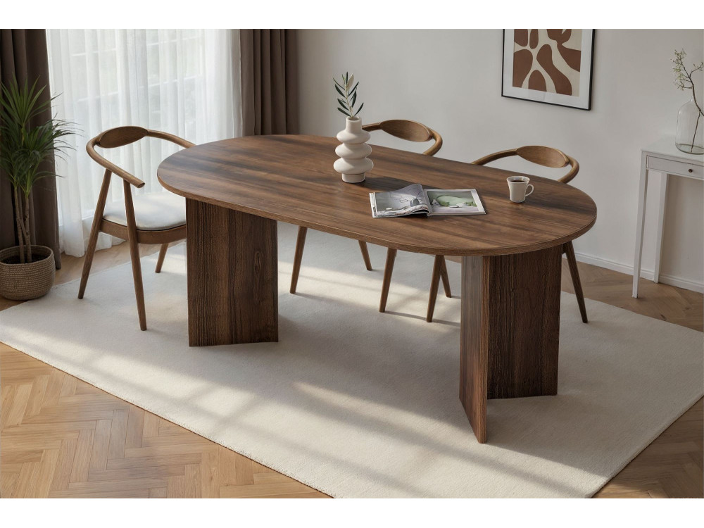 Mesa de jantar de madeira "Sablin" 180 x 90 x 75 cm - Nogueira