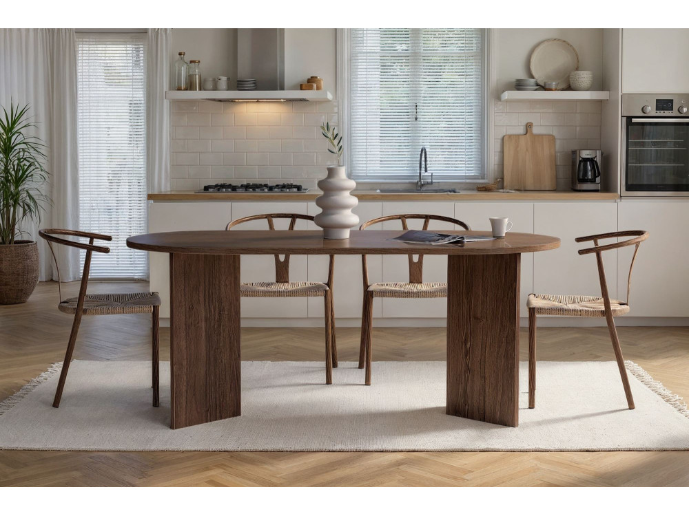 Mesa de jantar de madeira "Sablin" 180 x 90 x 75 cm - Nogueira