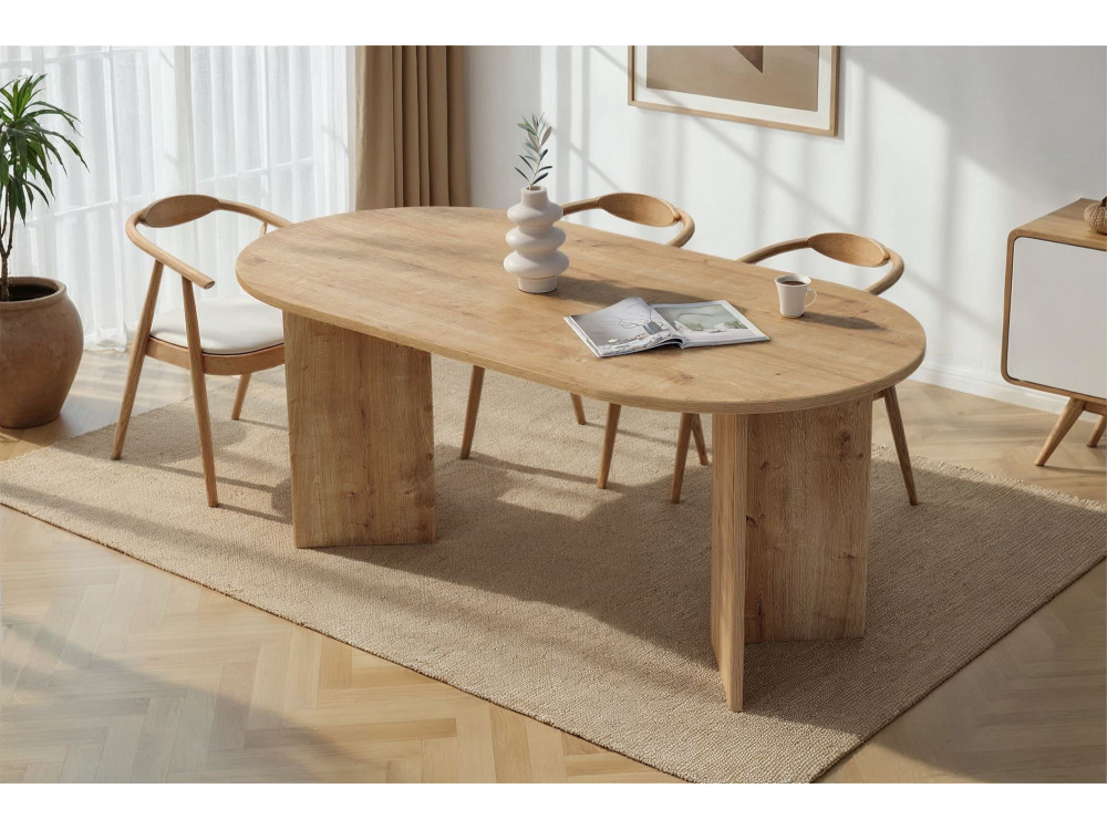 Mesa de jantar de madeira "Sablin" 180 x 90 x 75 cm - Carvalho safira
