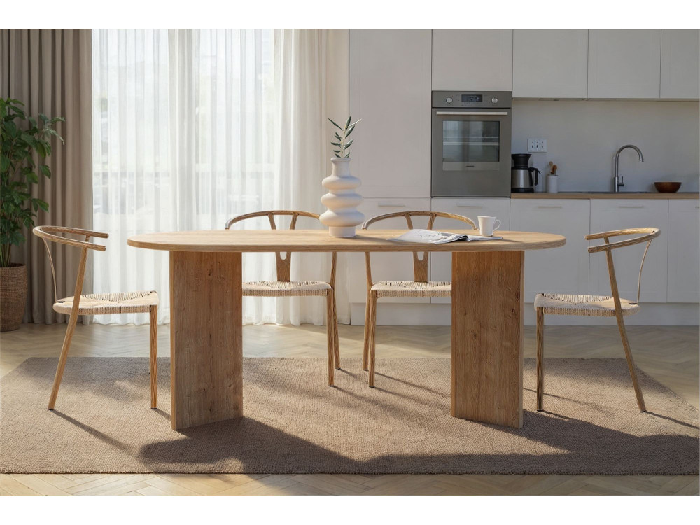 Mesa de jantar de madeira "Sablin" 180 x 90 x 75 cm - Carvalho safira