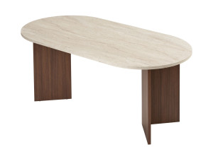Mesa de jantar de madeira "Sablin" 180 x 90 x 75 cm - Travertino