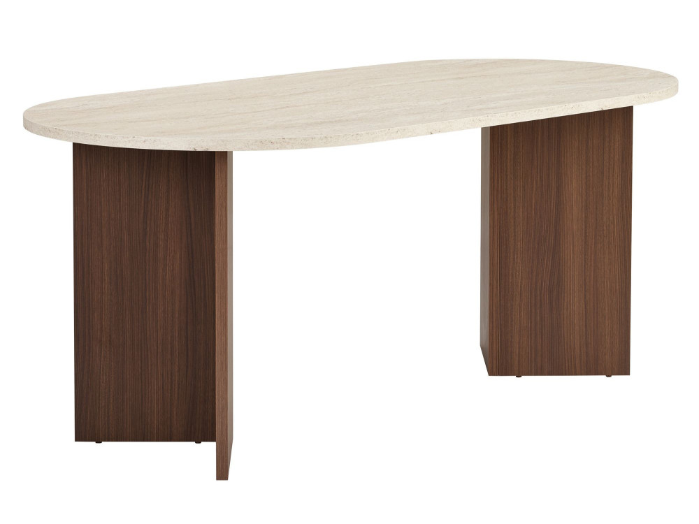 Mesa de jantar de madeira "Sablin" 180 x 90 x 75 cm - Travertino