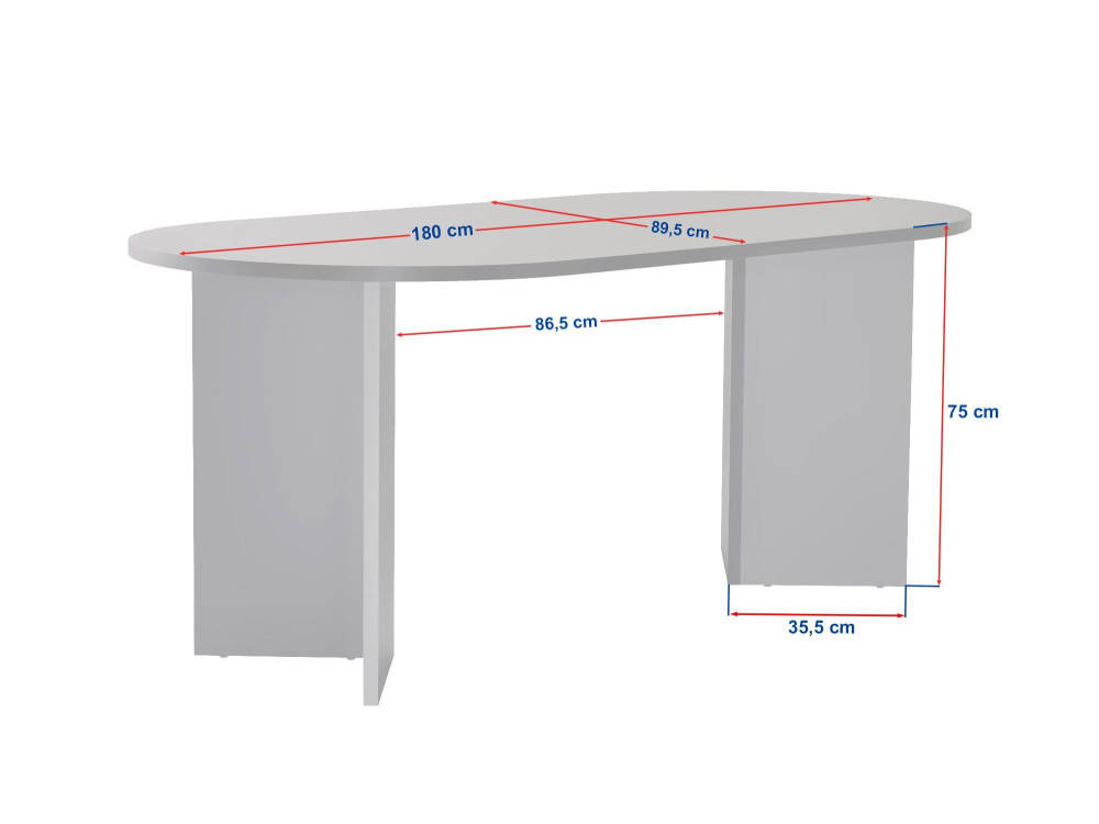 Mesa de jantar de madeira "Sablin" 180 x 90 x 75 cm - Travertino