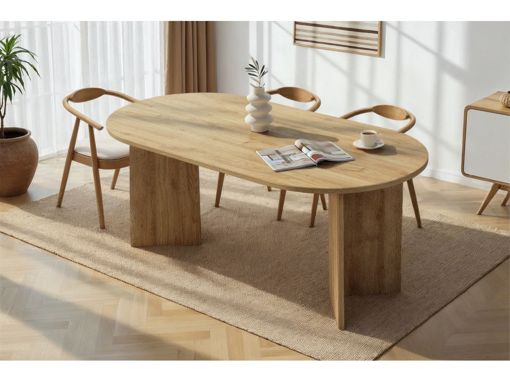 Mesa de jantar de madeira "Sablin" 180 x 90 x 75 cm - carvalho de Cádis