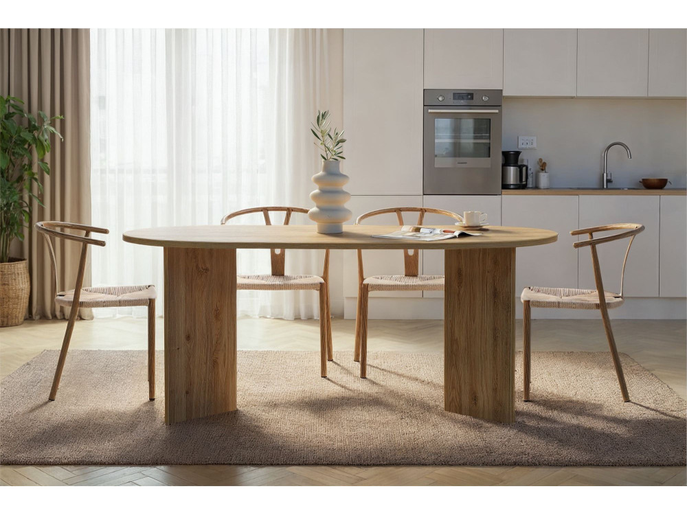 Mesa de jantar de madeira "Sablin" 180 x 90 x 75 cm - carvalho de Cádis