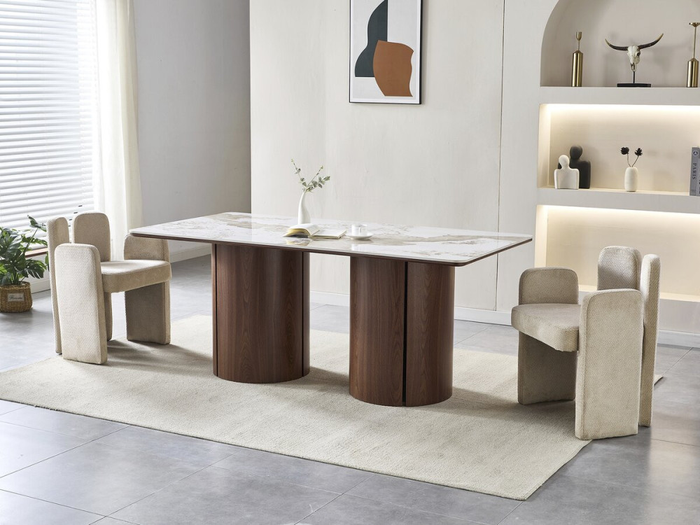 Mesa de jantar retangular em cerâmica Pendora "Milano" - 6 lugares - Castanho