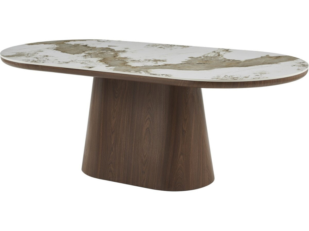 Mesa de jantar oval em cerâmica Pandora "Bellagio" - 8 lugares - Bege