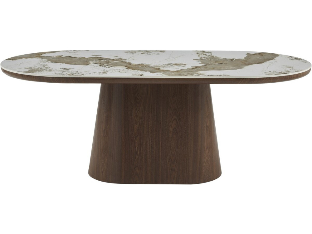 Mesa de jantar oval em cerâmica Pandora "Bellagio" - 8 lugares - Bege