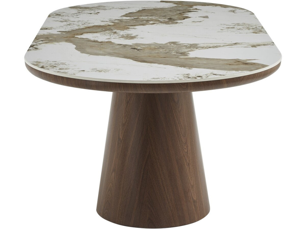 Mesa de jantar oval em cerâmica Pandora "Bellagio" - 8 lugares - Bege