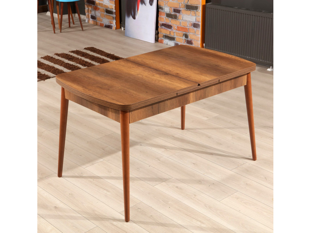 Mesa de jantar extensível de madeira "Barok" - 78 x 132 x 80 cm - Nogueira