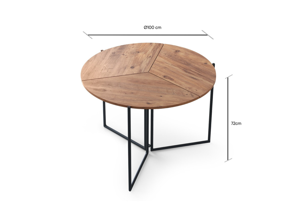 Mesa de jantar em madeira "Yaprak" - 100 x 100 x 72 cm - Pinho Atlântico