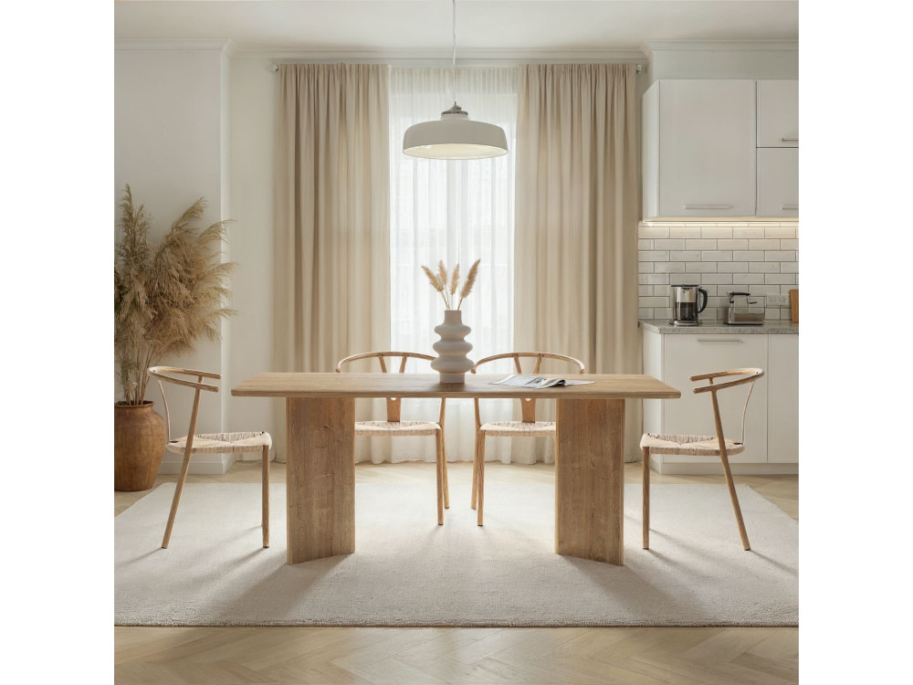 Mesa de jantar de madeira "Linza" 180 x 90 x 75 cm - Carvalho mel