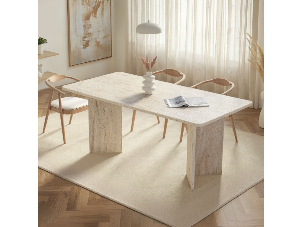 Mesa de jantar de madeira "Linza" 180 x 90 x 75 cm - Travertino