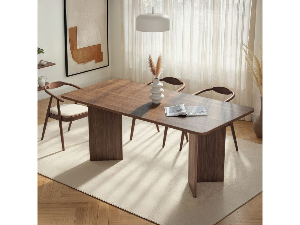 Mesa de jantar de madeira "Linza" 180 x 90 x 75 cm - Nogueira