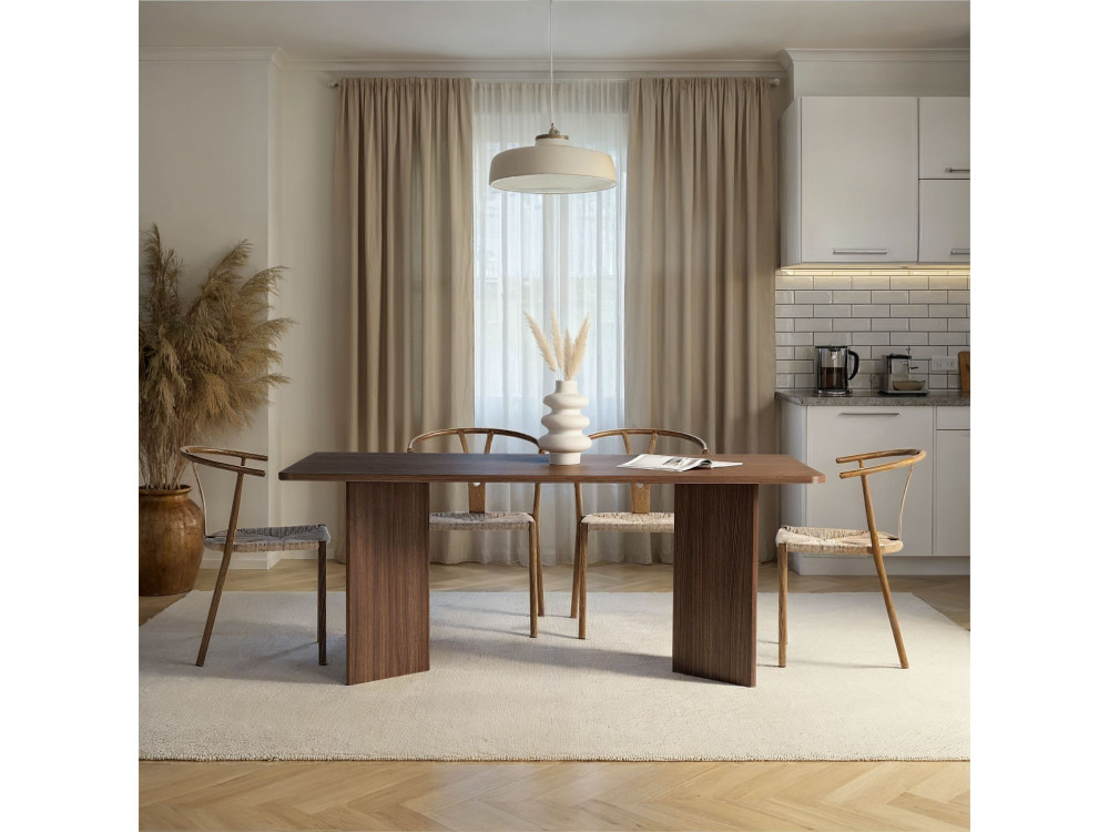 Mesa de jantar de madeira "Linza" 180 x 90 x 75 cm - Nogueira
