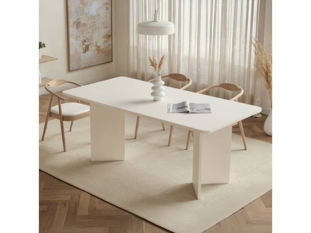 Mesa de jantar de madeira "Linza" 180 x 90 x 75 cm - Madeira branca