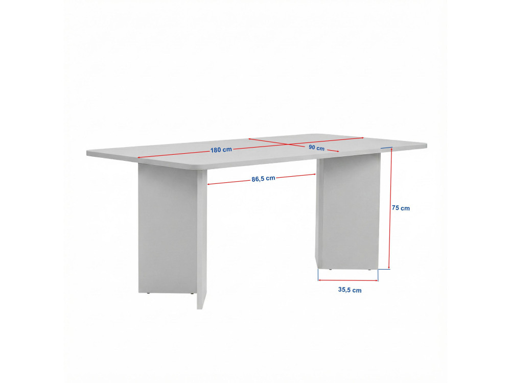 Mesa de jantar de madeira "Linza" 180 x 90 x 75 cm - Madeira branca
