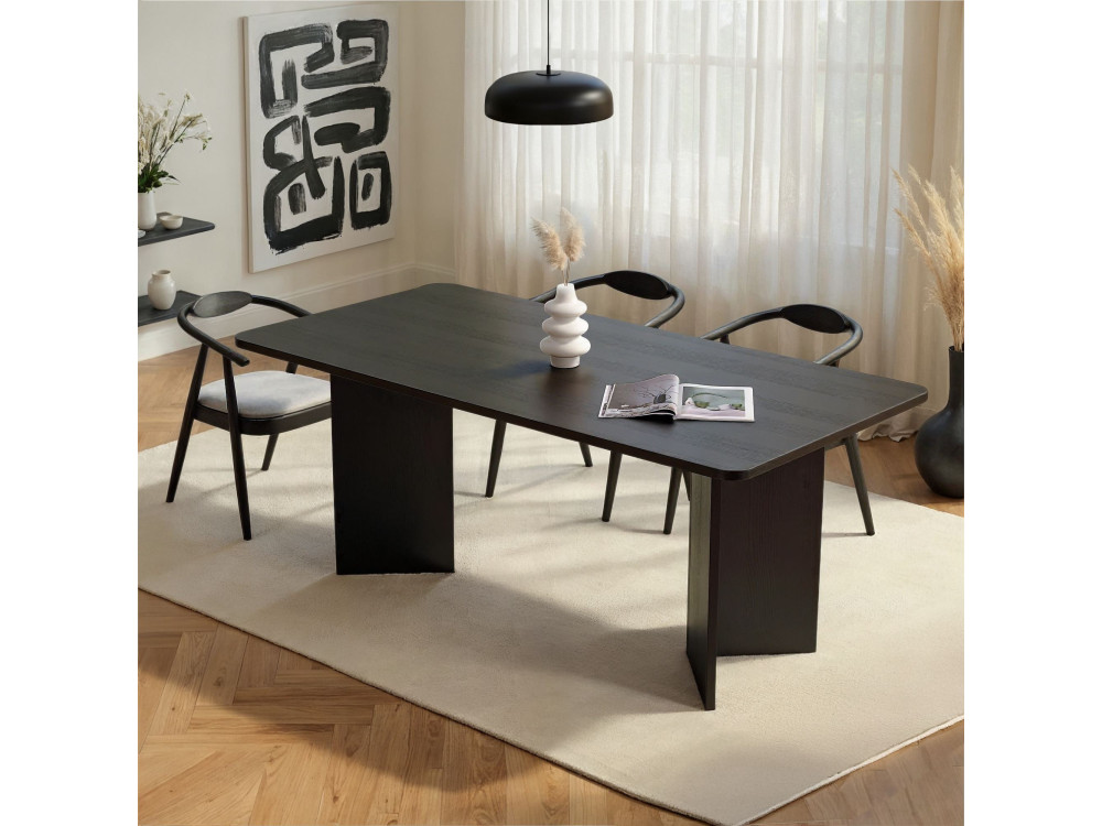 Mesa de jantar de madeira "Linza" 180 x 90 x 75 cm - Madeira preta