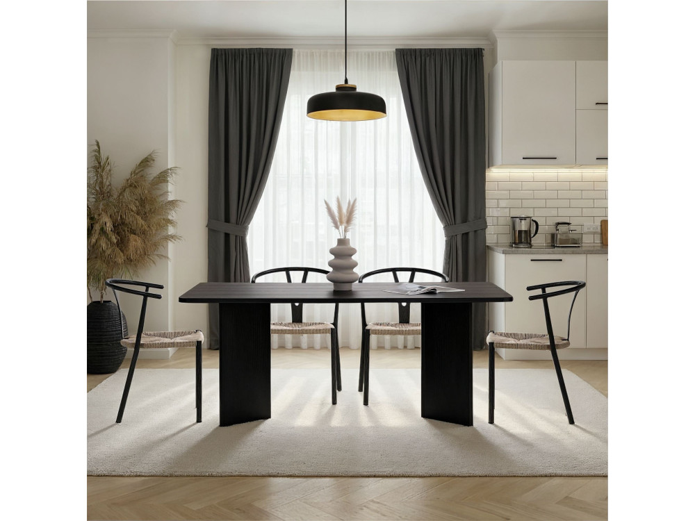 Mesa de jantar de madeira "Linza" 180 x 90 x 75 cm - Madeira preta