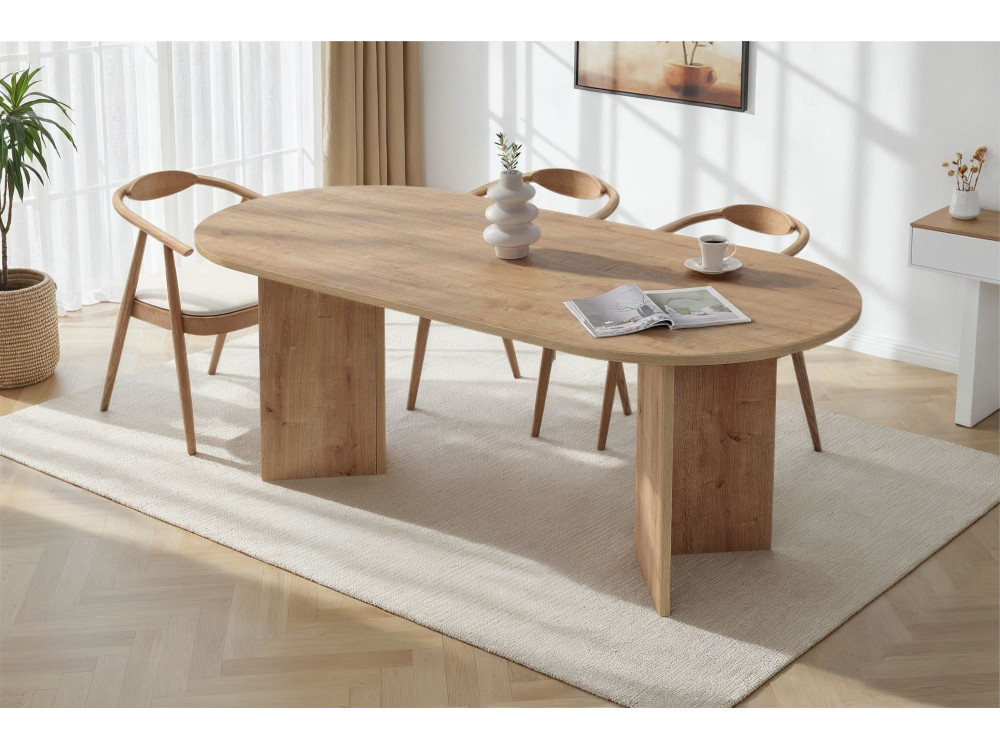 Mesa de jantar de madeira "Sabella" 200 x 90 x 75 cm - Carvalho safira