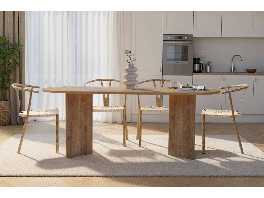 Mesa de jantar de madeira "Sabella" 200 x 90 x 75 cm - Carvalho safira