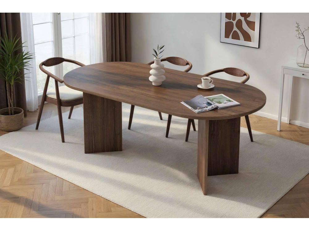 Mesa de jantar de madeira "Sabella" 200 x 90 x 75 cm - Nogueira
