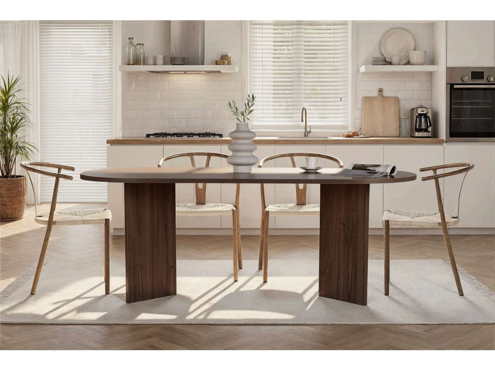 Mesa de jantar de madeira "Sabella" 200 x 90 x 75 cm - Nogueira