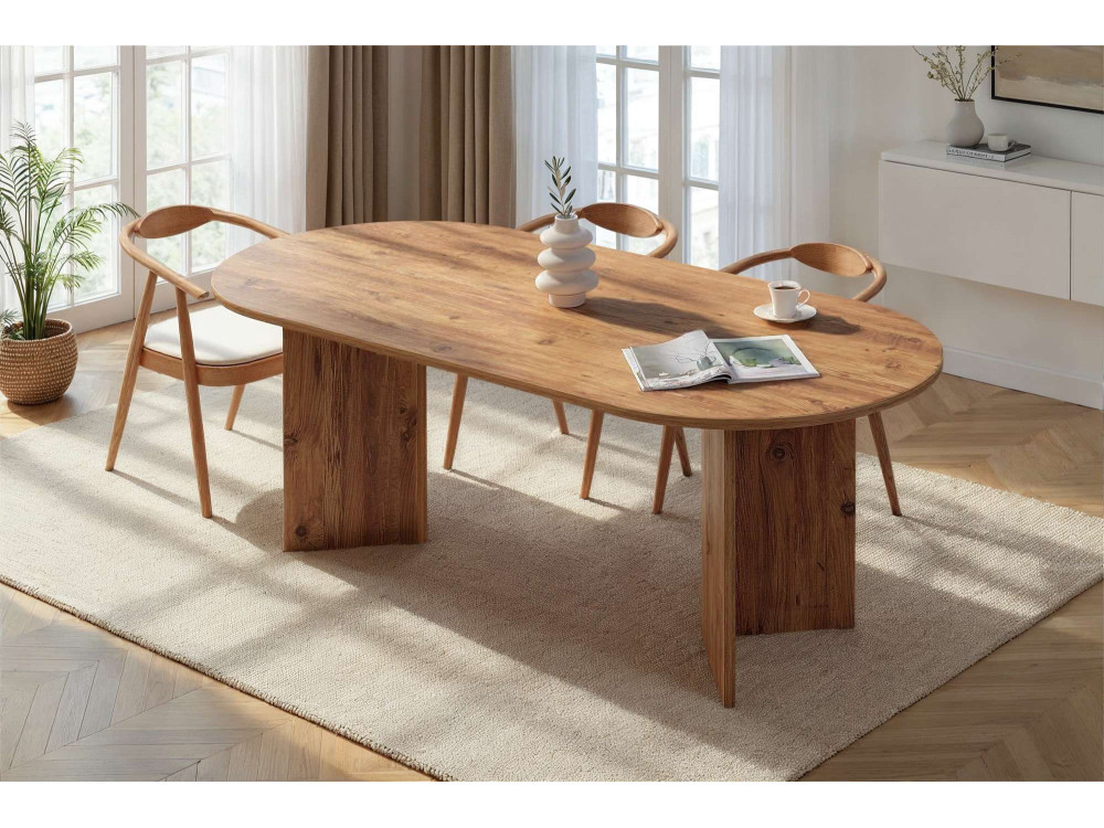Mesa de jantar de madeira "Sabella" 200 x 90 x 75 cm - Pinho Atlântico