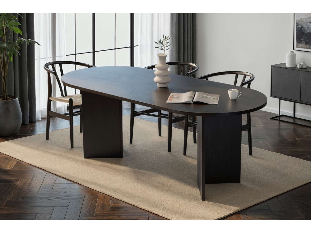 Mesa de jantar de madeira "Sabella" 200 x 90 x 75 cm - Madeira preta