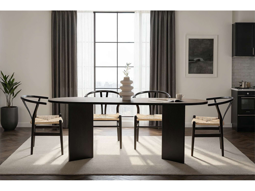 Mesa de jantar de madeira "Sabella" 200 x 90 x 75 cm - Madeira preta