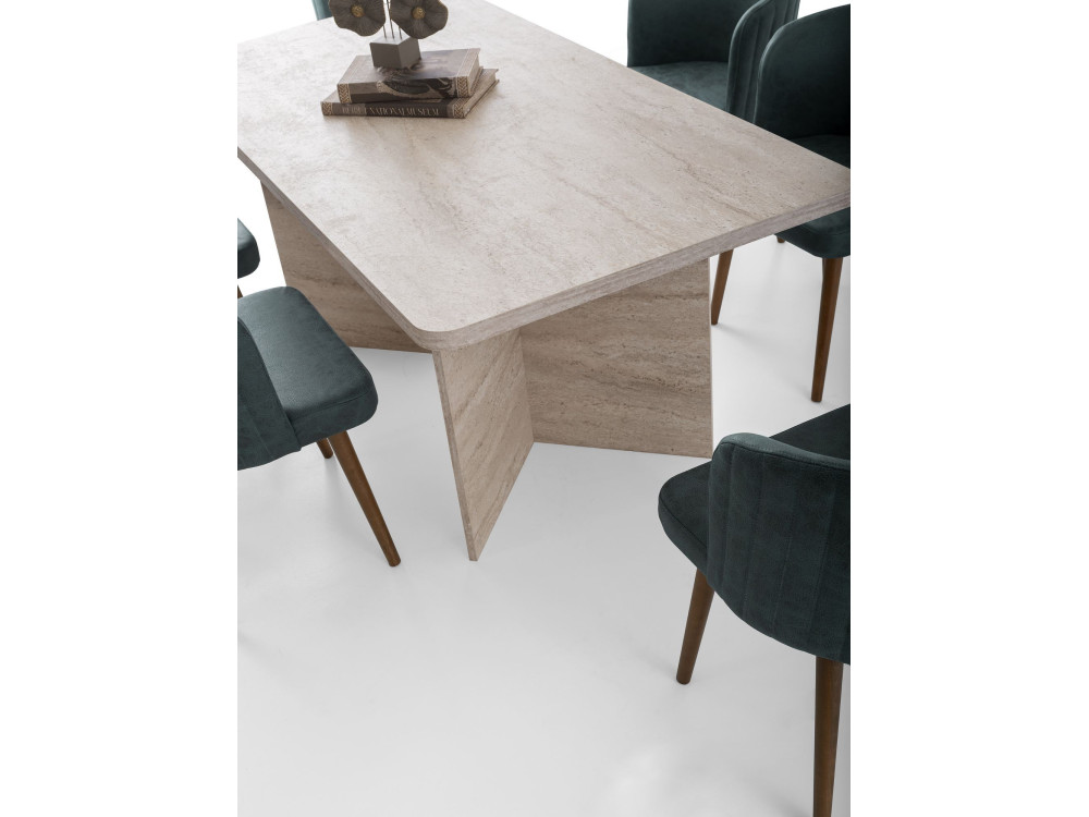Mesa de jantar de madeira "Lizzard" 180 x 90 x 77 cm - Travertino