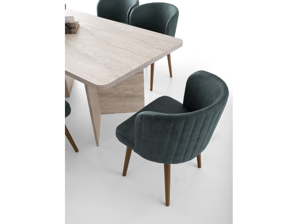 Mesa de jantar de madeira "Lizzard" 180 x 90 x 77 cm - Travertino