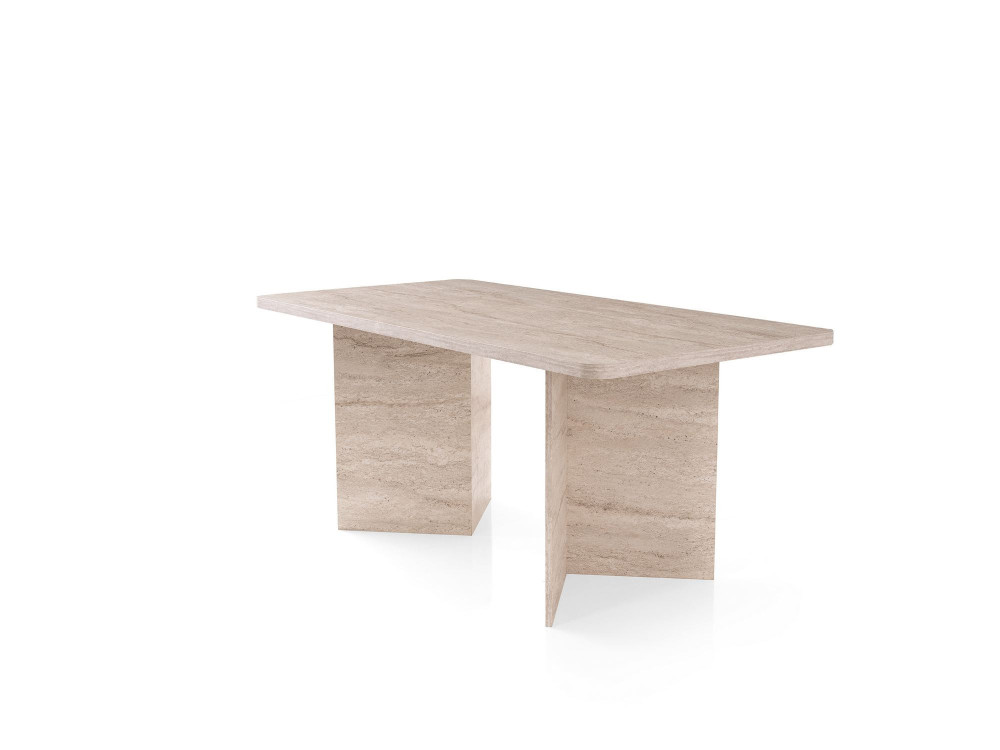 Mesa de jantar de madeira "Lizzard" 180 x 90 x 77 cm - Travertino
