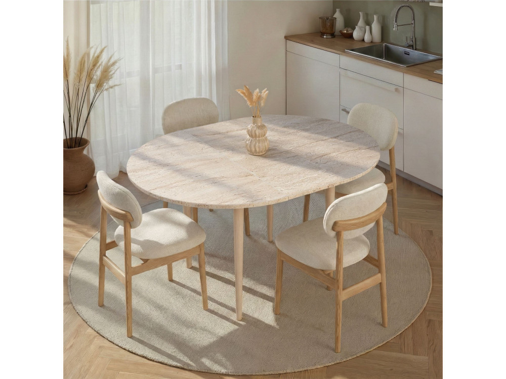Mesa de jantar extensível de madeira "Viona" 100 x 100 x 75 cm - Travertino