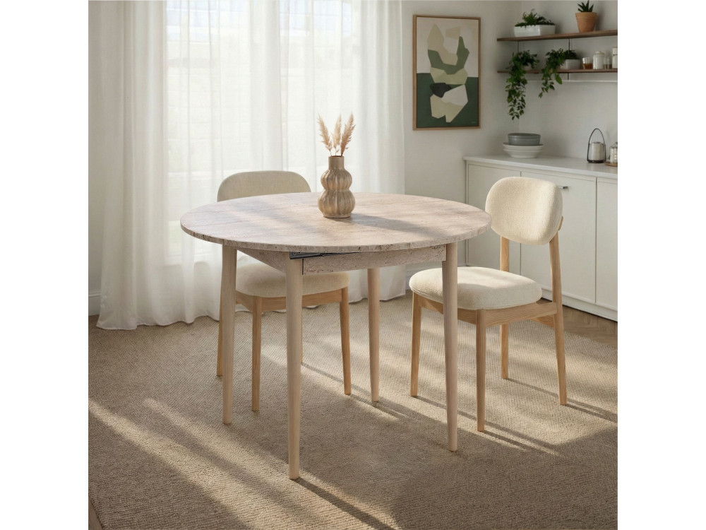 Mesa de jantar extensível de madeira "Viona" 100 x 100 x 75 cm - Travertino