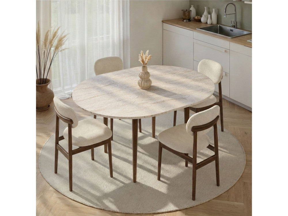 Mesa de jantar extensível de madeira "Viona" 100 x 100 x 75 cm - Travertino
