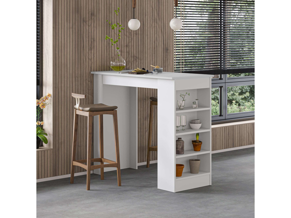 Mesa de bar em madeira "Swallow" 117 x 54 x 101,8 cm - Branco