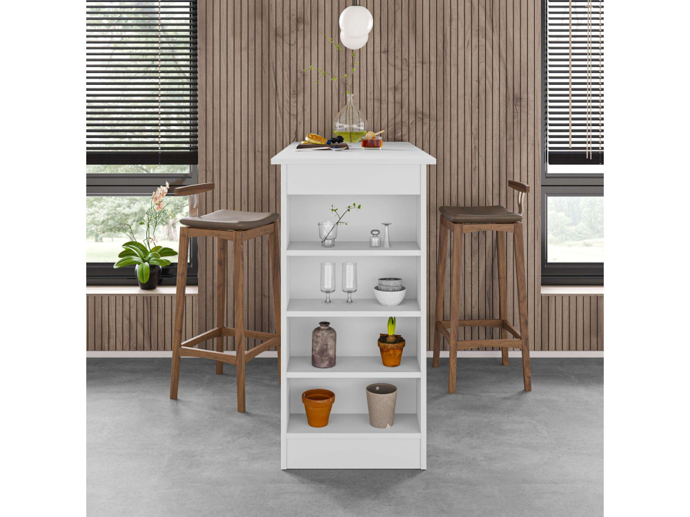 Mesa de bar em madeira "Swallow" 117 x 54 x 101,8 cm - Branco