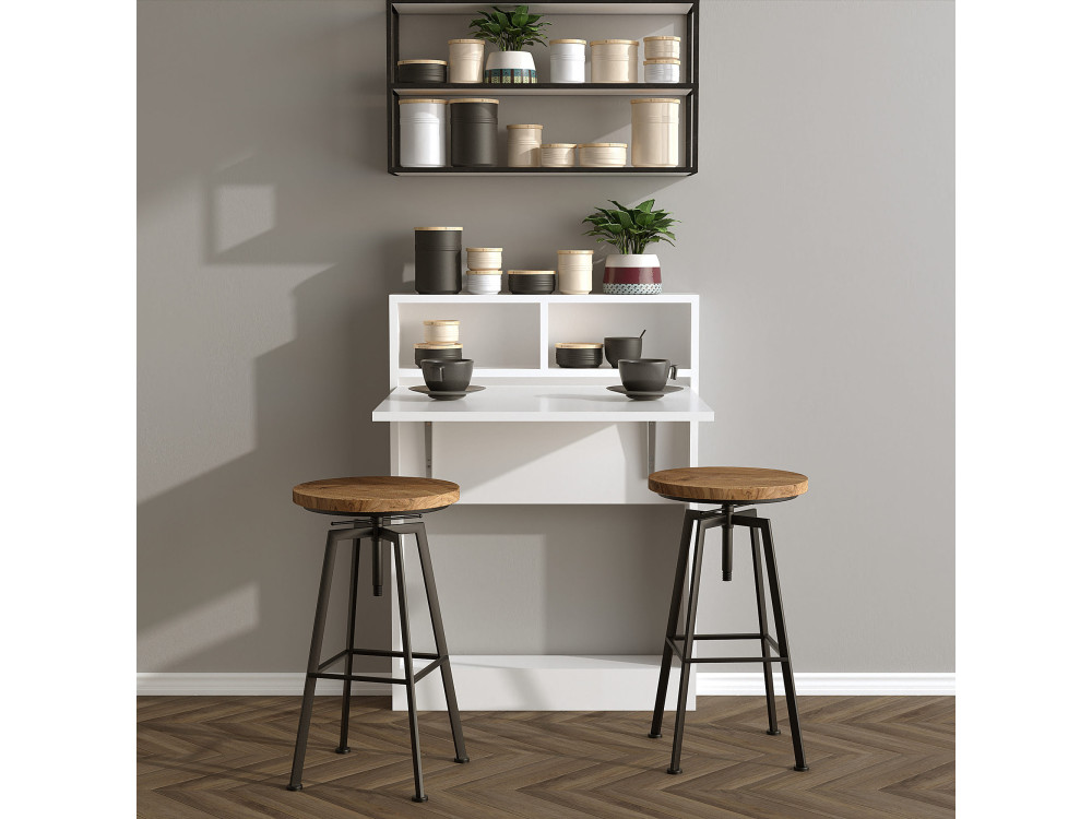 Mesa de jantar dobrável de madeira "Bracked" - 70 x 15 x 96 cm - Branco