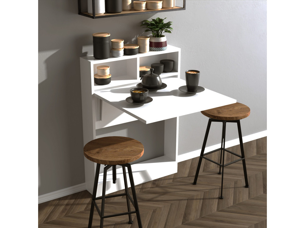 Mesa de jantar dobrável de madeira "Bracked" - 70 x 15 x 96 cm - Branco