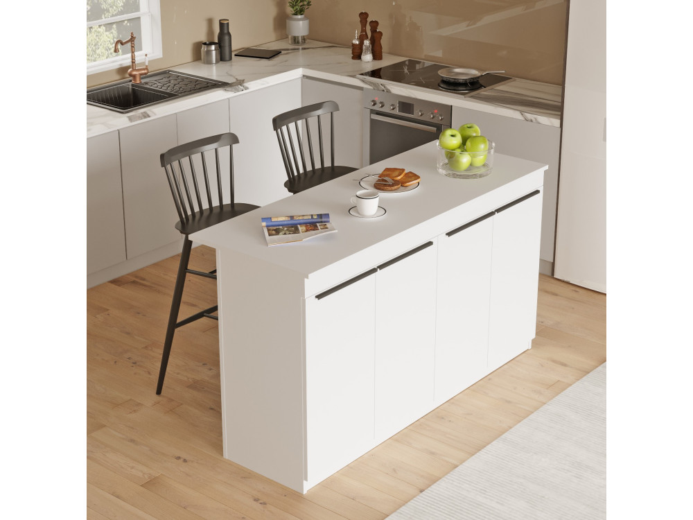 Mesa de cozinha em madeira "Lark" - 160 x 60 x 90 cm - Branco