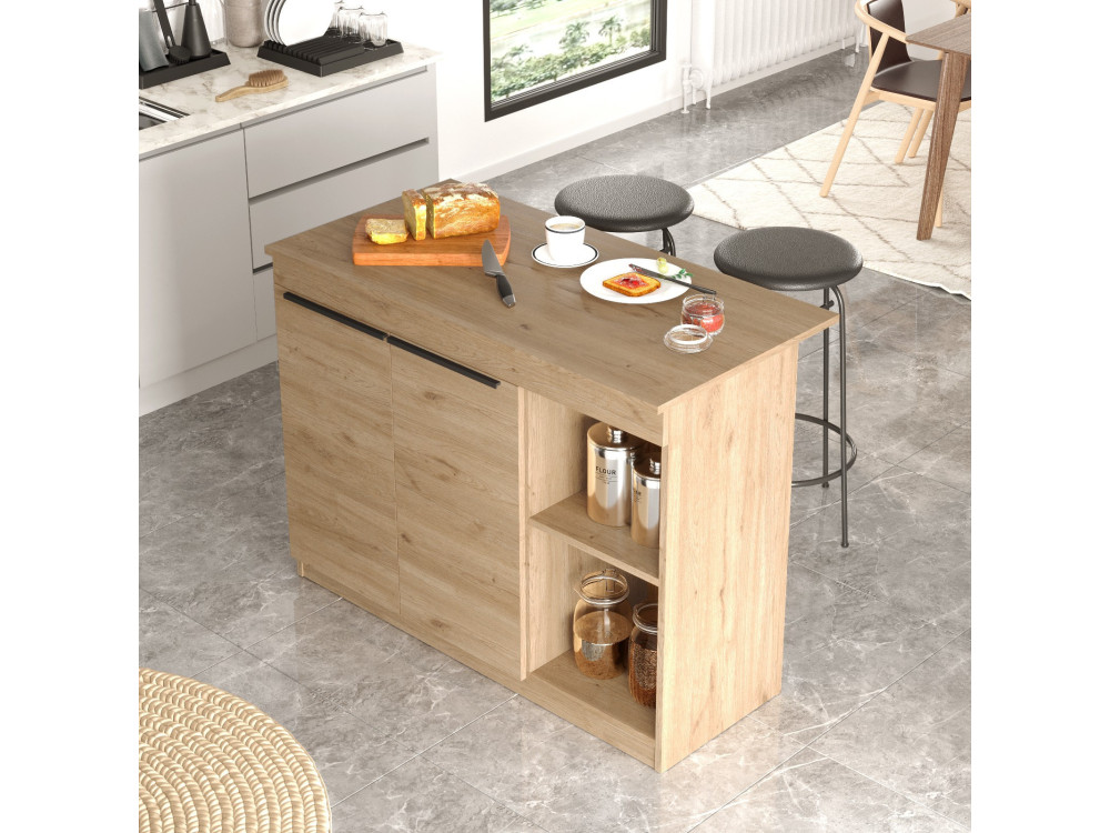 Mesa de cozinha em madeira "Siven" - 120 x 60 x 88 cm - Castanho