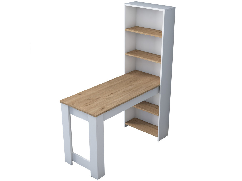 Mesa de jantar de madeira "Jong" com prateleiras - 120 x 54 x 154 cm - Castanho